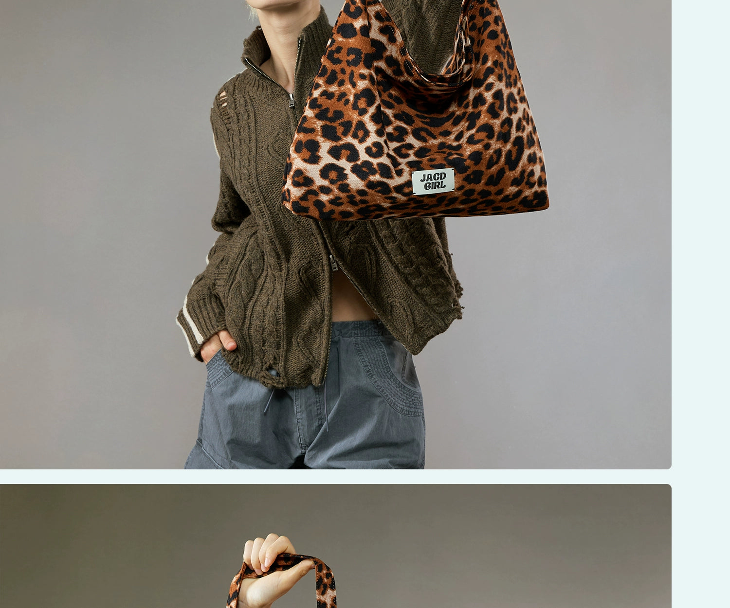 JACD Slack Large Capacity Leopard Print Bag