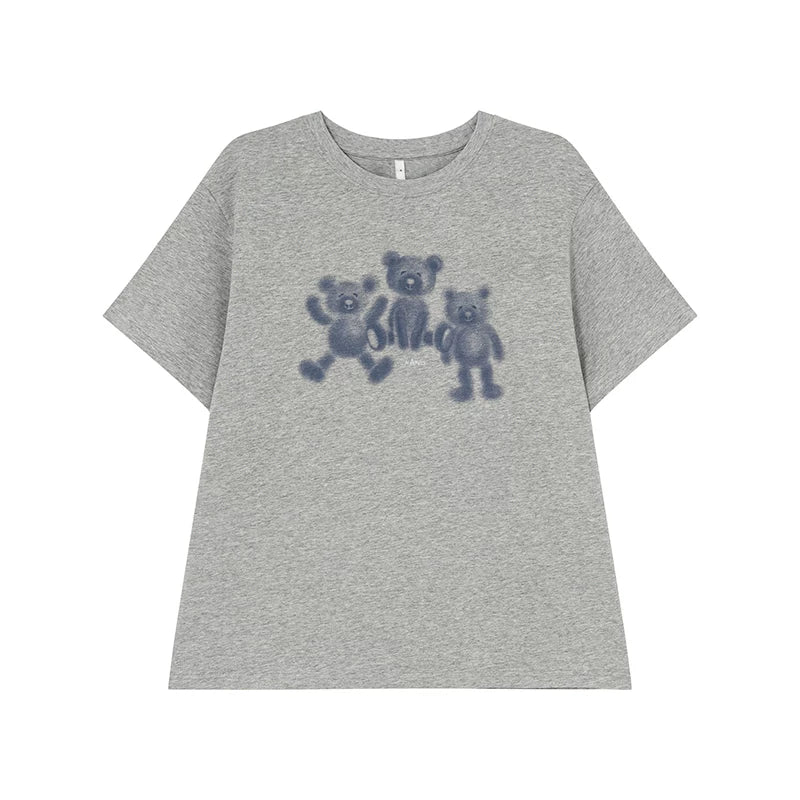 KANO Bear Print Breathable Oversized Tee
