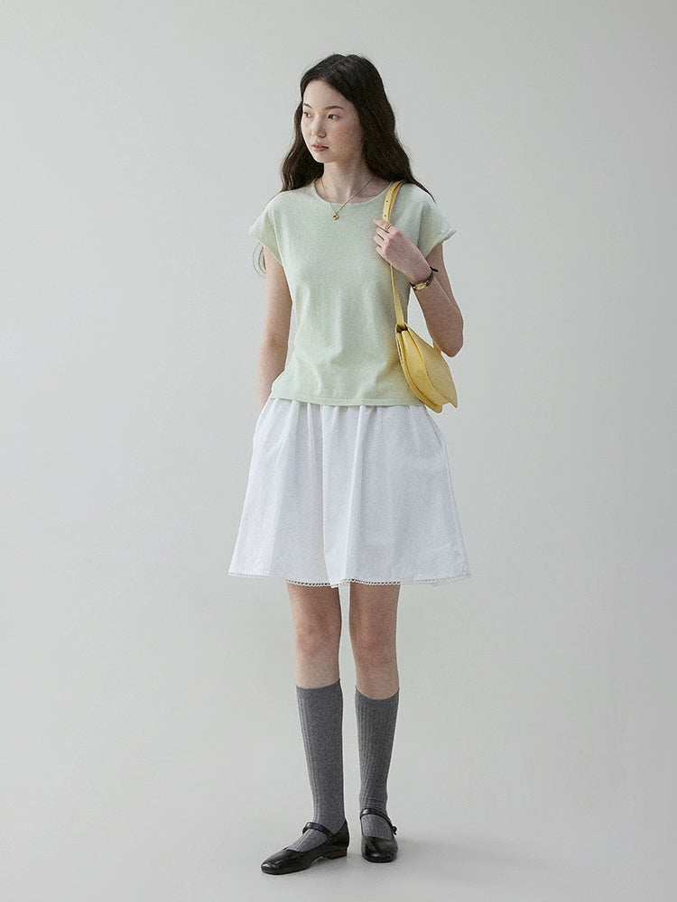 VOOE Semi-elastic Pleated Age-reducing Versatile A-shaped Skirt