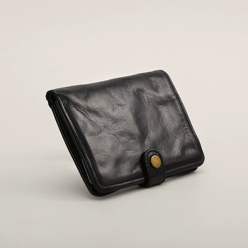 HALF WORK tanned leather short men's leather vertical cowhide wallet