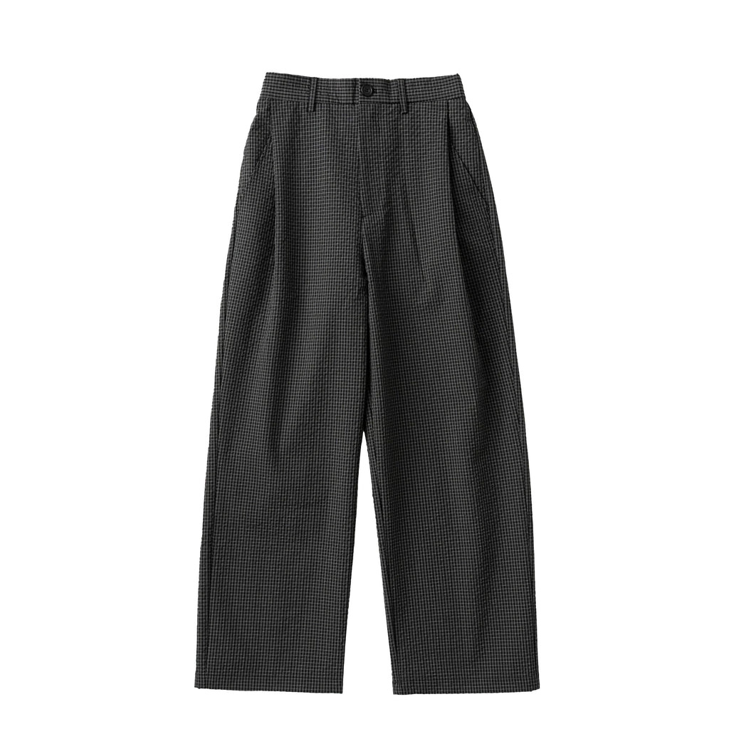 NONRADICAL Seersucker Plaid Side-Pleated Straight-Leg Trousers