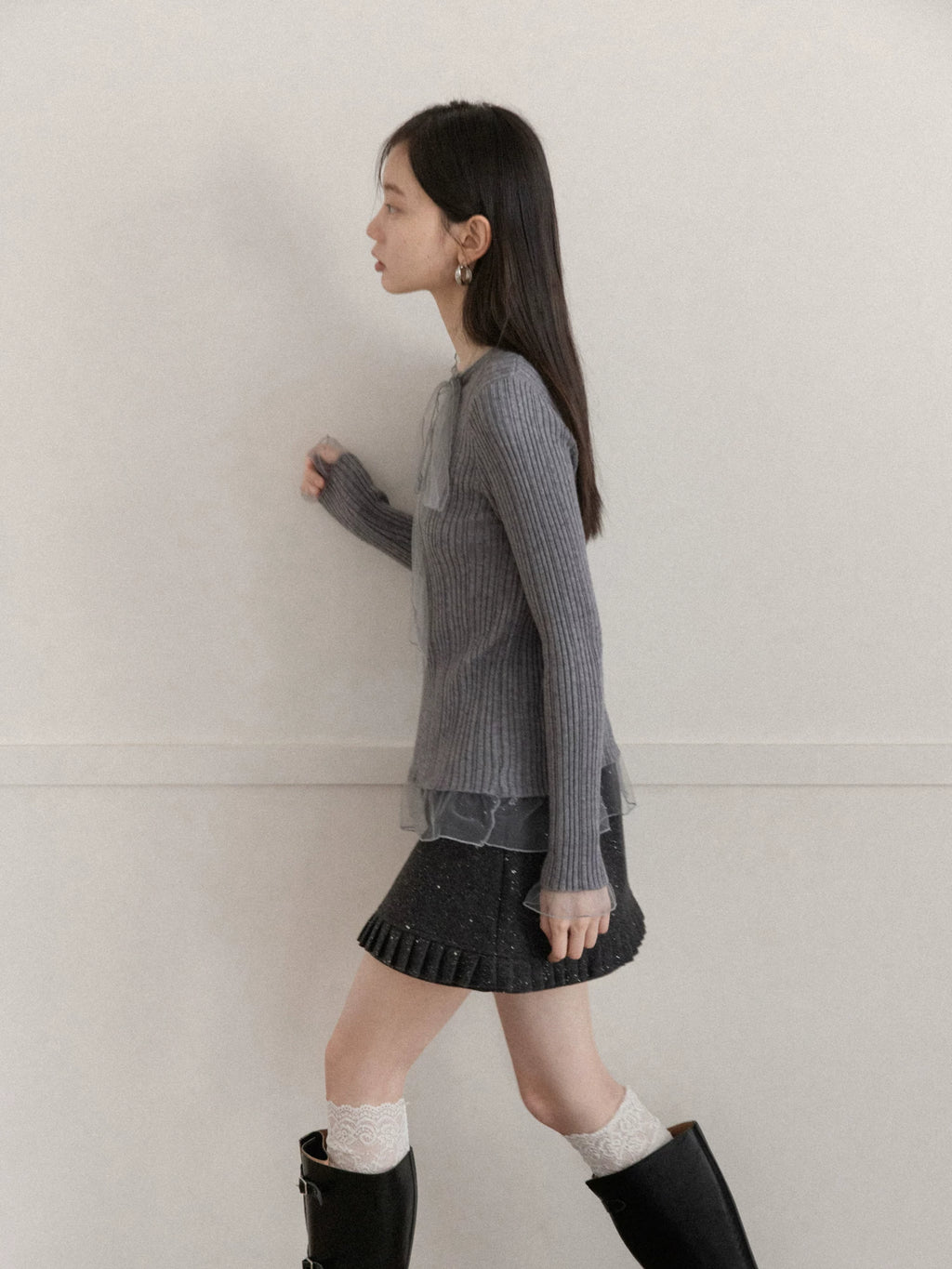 Cantonstory Crew Neck Slim-fit Long Sleeve Wool Knitted Sweater