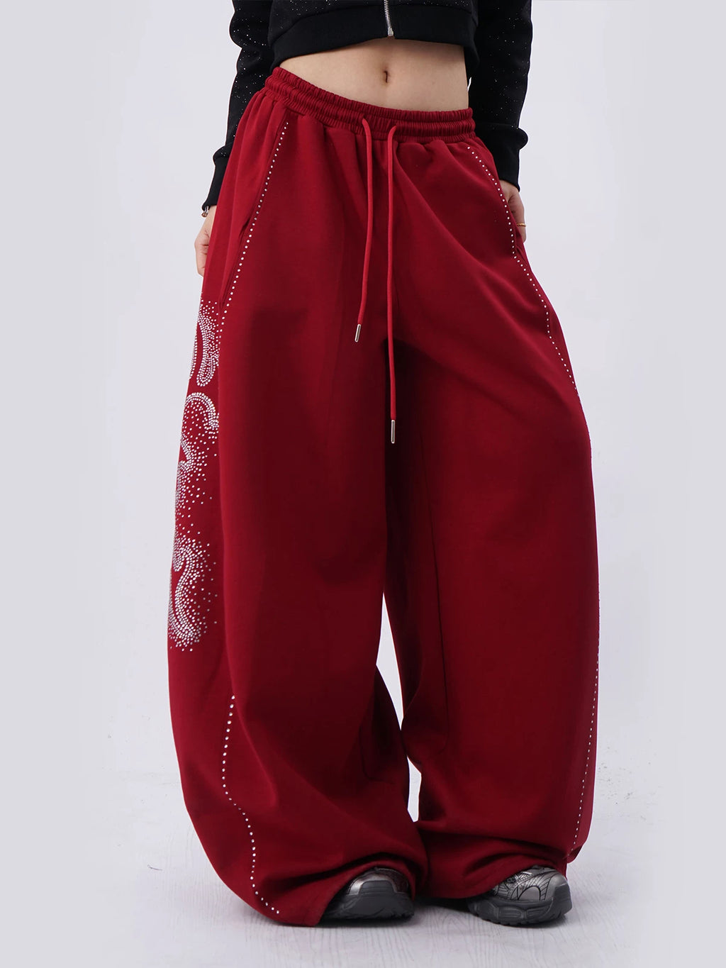 SAMUSAN Hot Diamond Casual Loose Sweatpants Wide Leg Pants