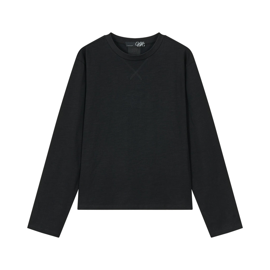 VLABMADE Slub Texture Cross Stitching Embroidered Long-Sleeve Tee