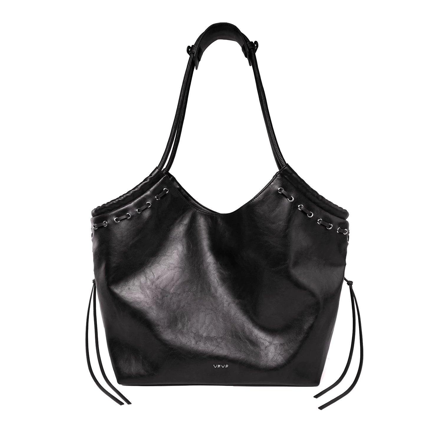 VFVF Brown Woven Faux Leather Magnetic Snap Shoulder Bag