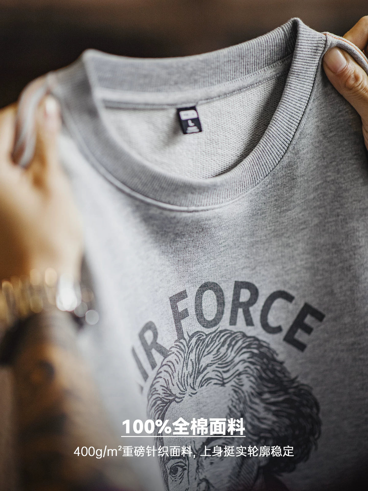 MADEN Grey Rolled Hem 400g Cotton Loose Hoodie