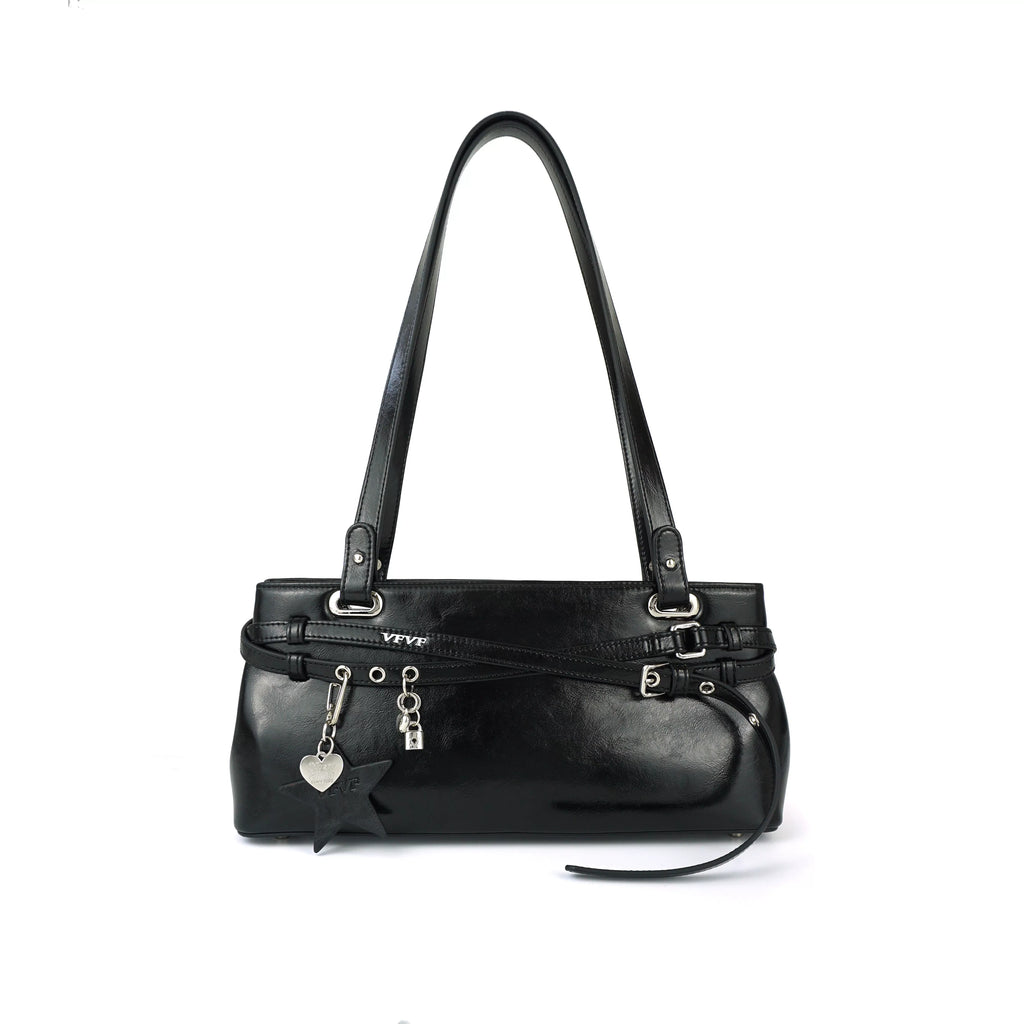VFVF Silver Polka Dot Faux Leather Zip-Top Mini Square Shoulder Bag