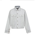 VLABMADE White Face Blue Gauze 400g Distressed Cropped Denim Jacket