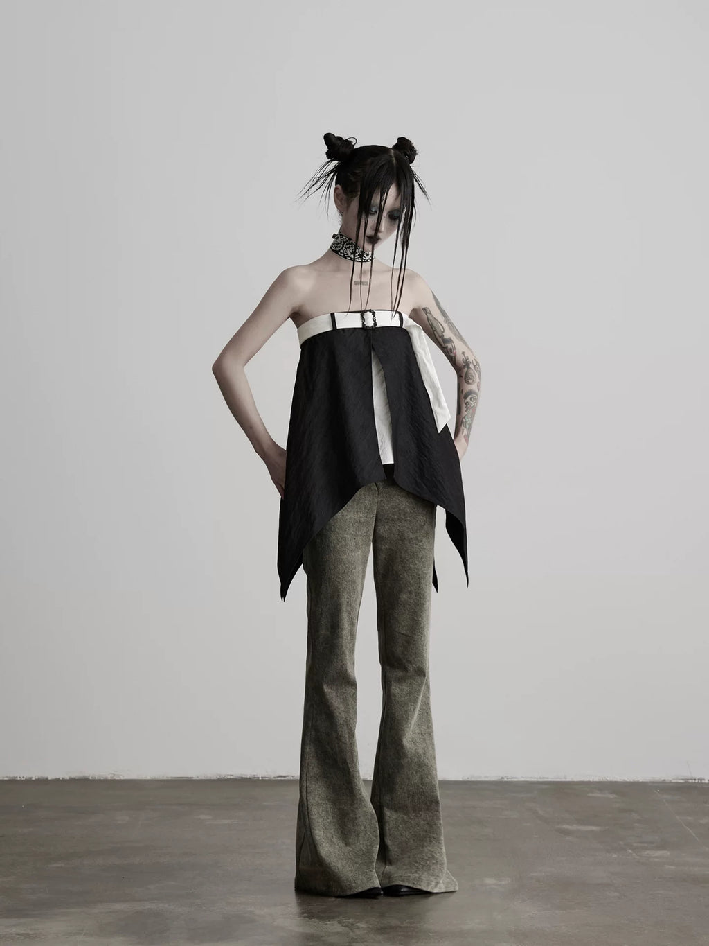 INDULGE Rust Lyocell Blend Wrap Deconstructed Flare Jeans