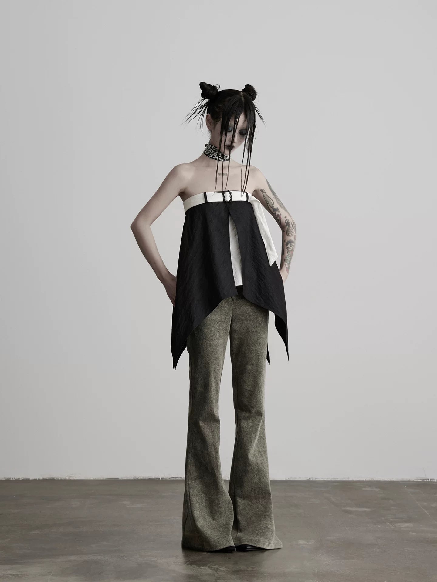INDULGE Rust Lyocell Blend Wrap Deconstructed Flare Jeans