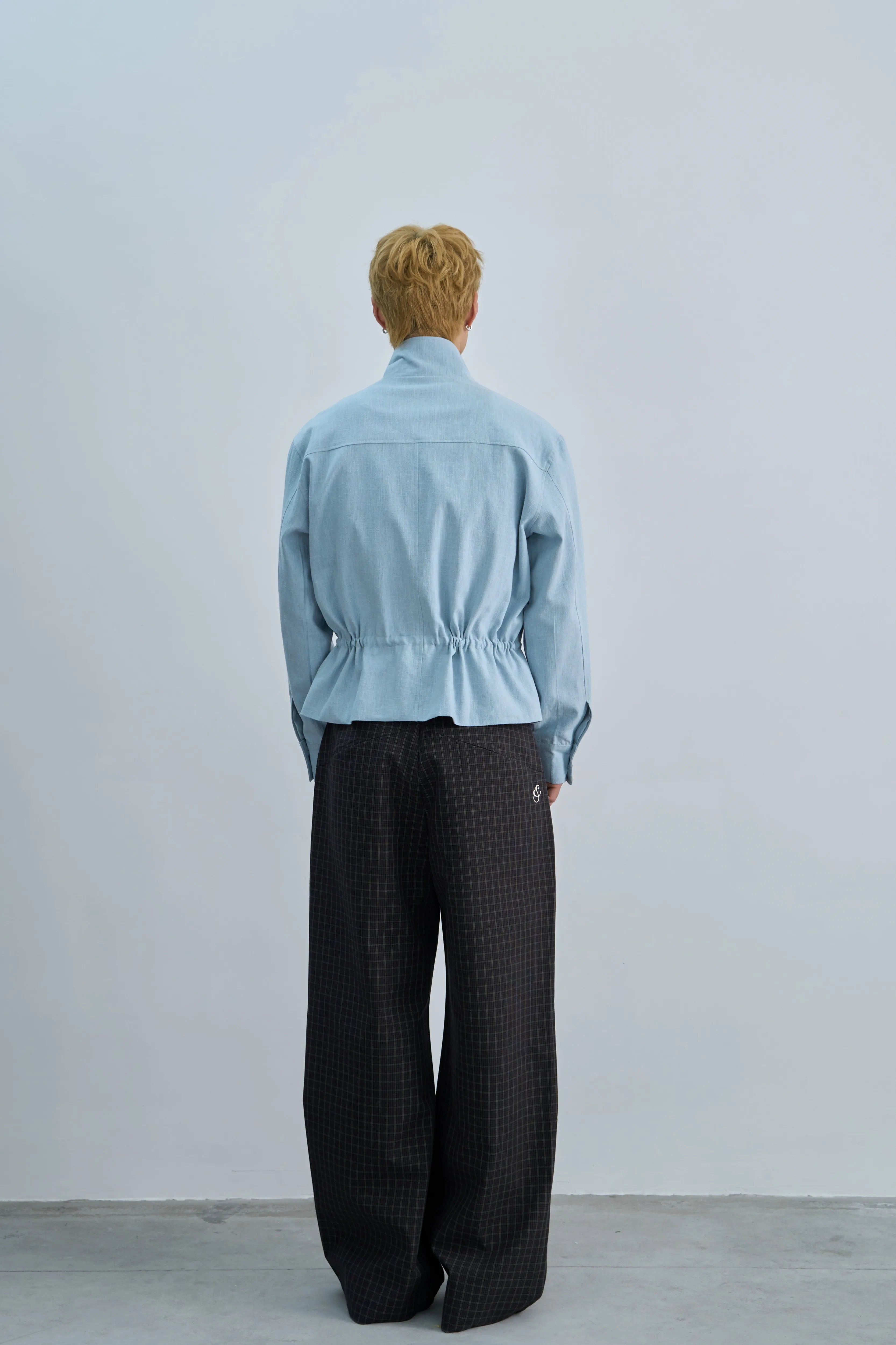 4JUNKS Checked-embroidered Straight Slacks