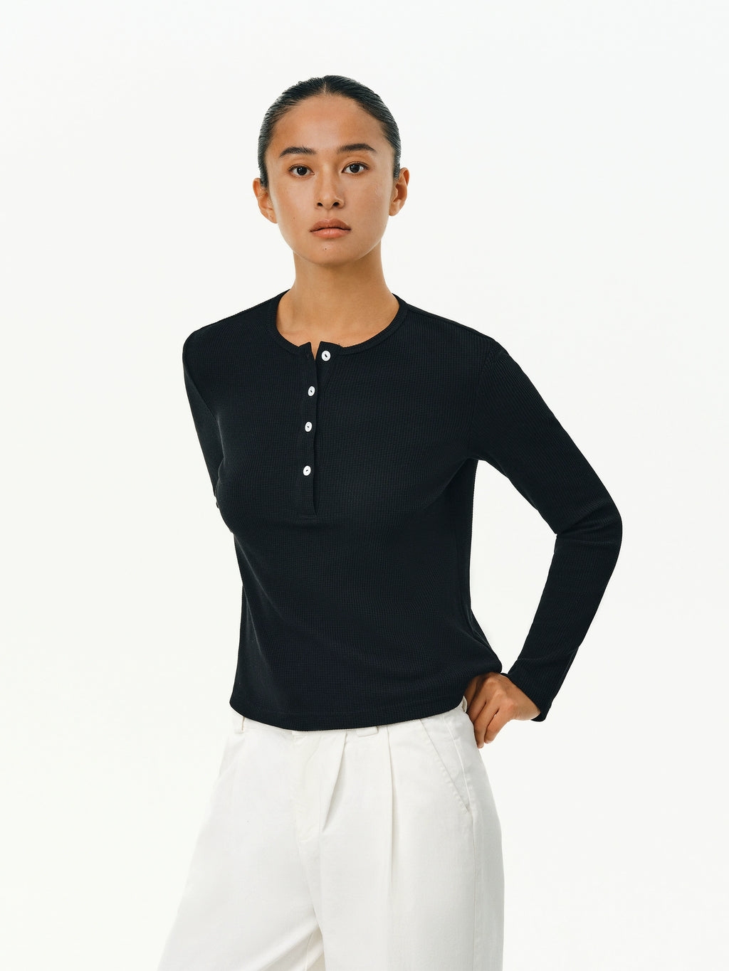 ATRY Waffle Simple Basic Inner Long Sleeve
