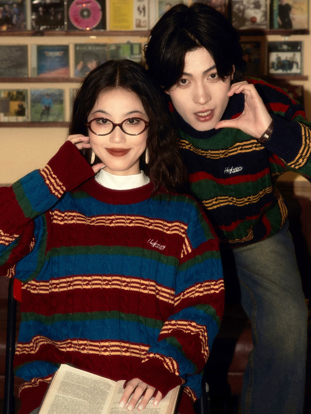 ALOHA Vintage Lazy Striped Knitted Sweater