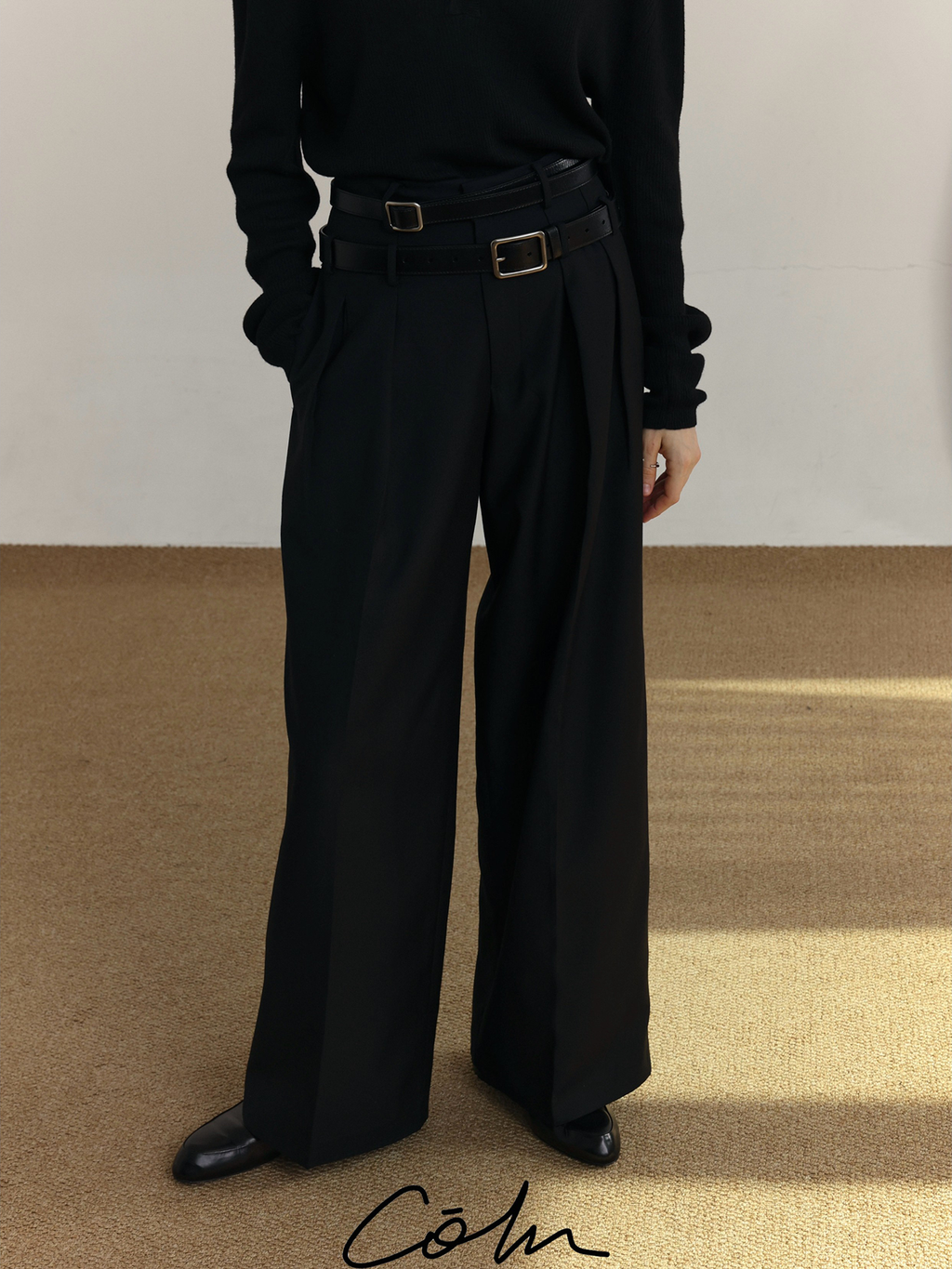COLN Casual Double-waisted Suit Pants
