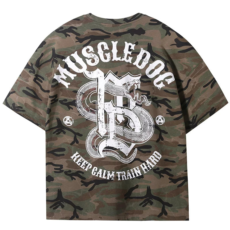 MuscleDog Venom Camo 100% Cotton Breathable Loose Tee