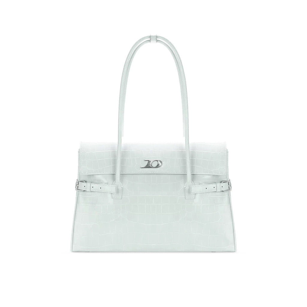 JANDRESS Green Croc-Embossed Faux Leather Magnetic Snap Shoulder Bag