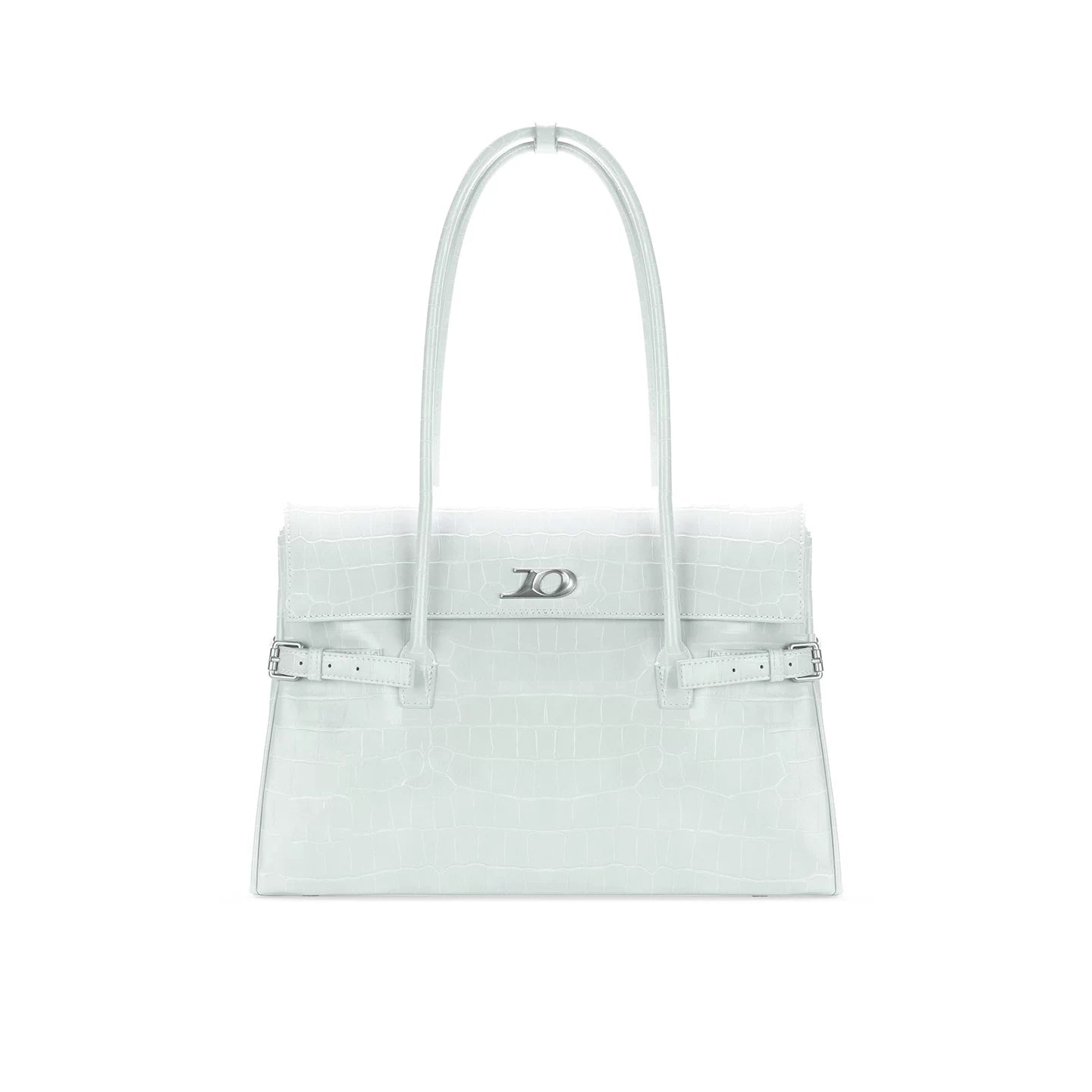 JANDRESS Green Croc-Embossed Faux Leather Magnetic Snap Shoulder Bag