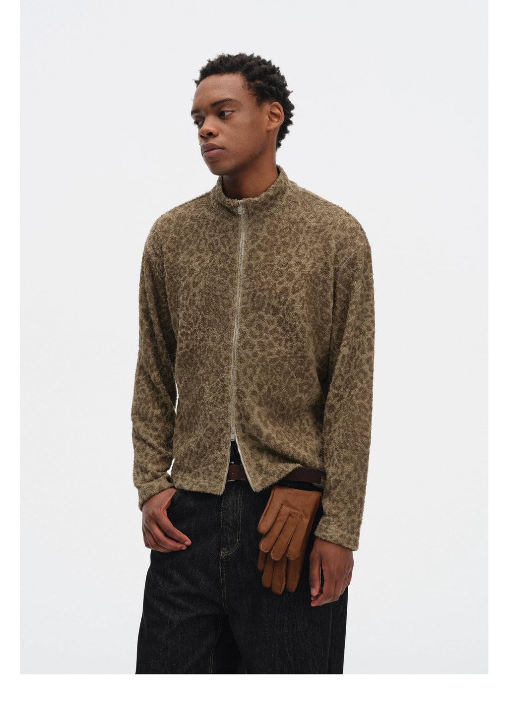 DIMC Leopard Print Double Pull-head Knitted Versatile Jacket