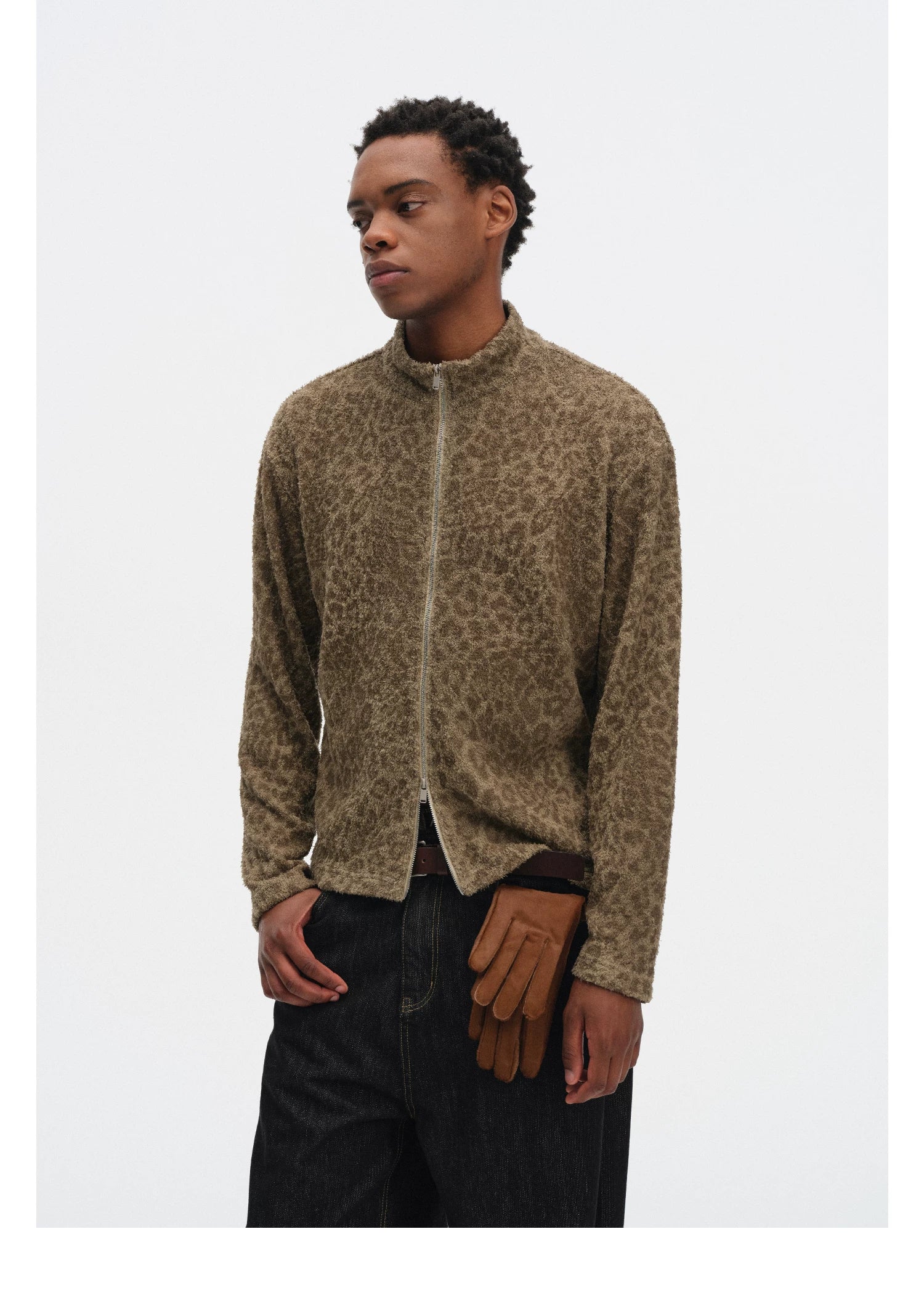 DIMC Leopard Print Double Pull-head Knitted Versatile Jacket