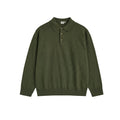 BUTTBILL Knit Wool-Blend Shell-Button Long-Sleeve Polo