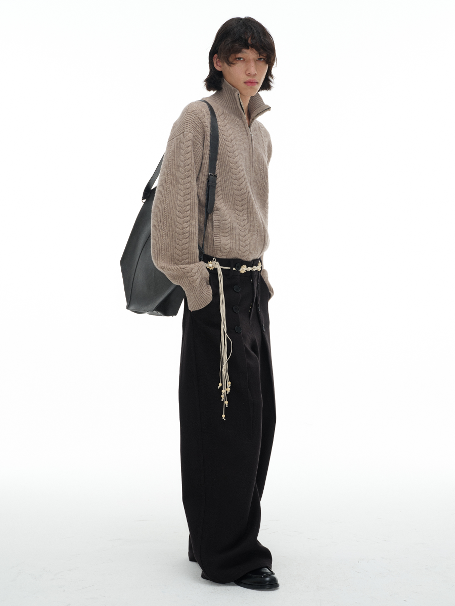 JCAESAR Wheat Ear Twisted Zipper Sweater
