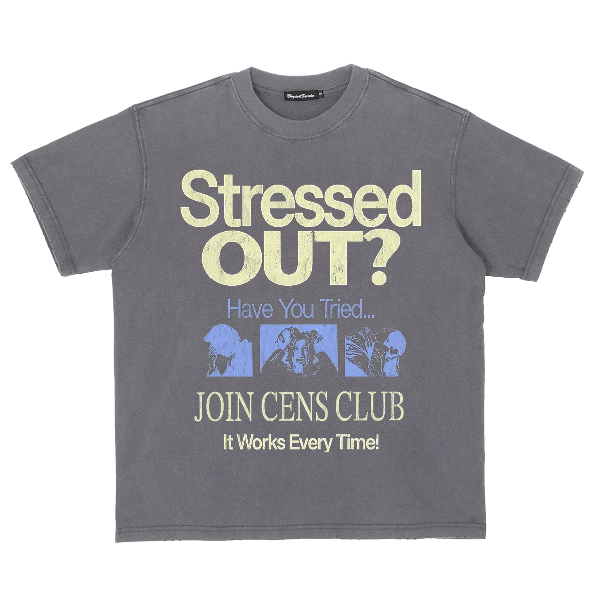 CENSMADE Washed Old American Alphabet Printed Tee