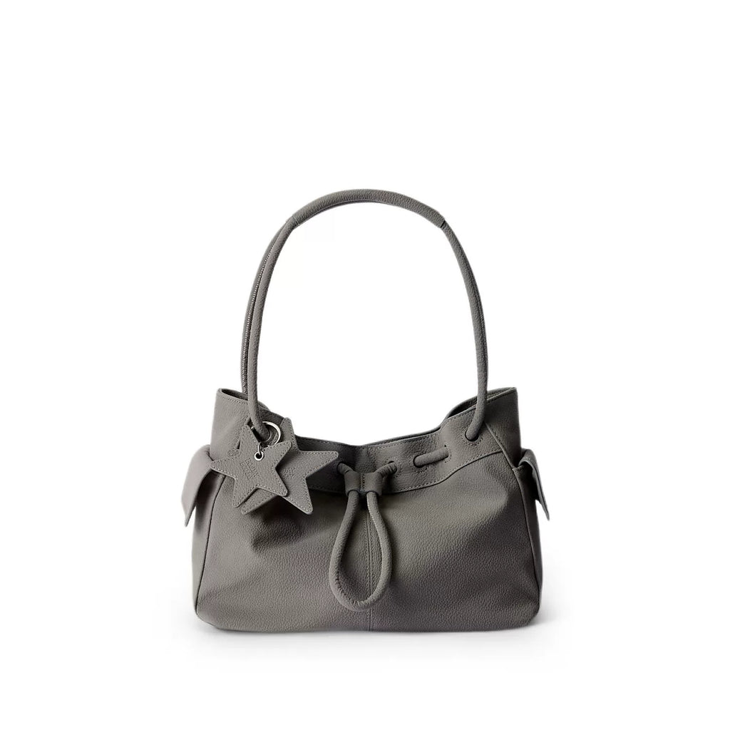 ECODAY Pebble Grain Faux Leather Drawstring Boston Bag