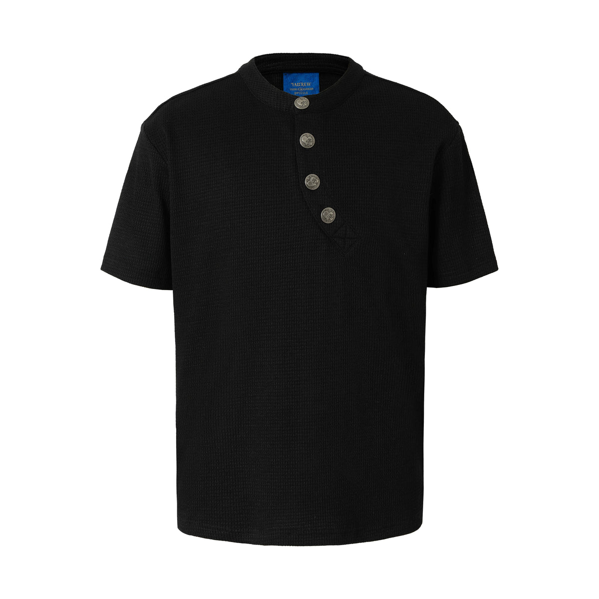 YADcrew Curved Placket Henley Relaxed Tee