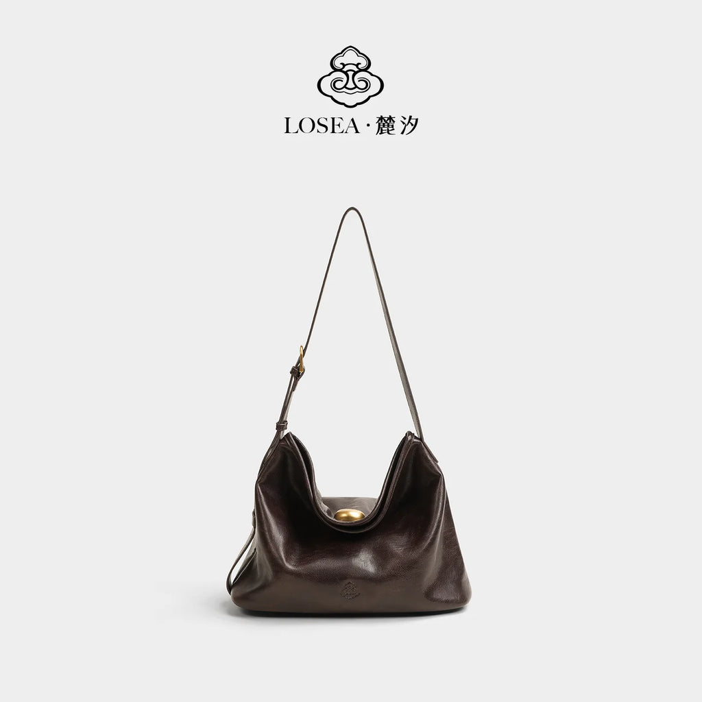 LOSEA Purple Faux Leather Magnetic Snap Shoulder Bag
