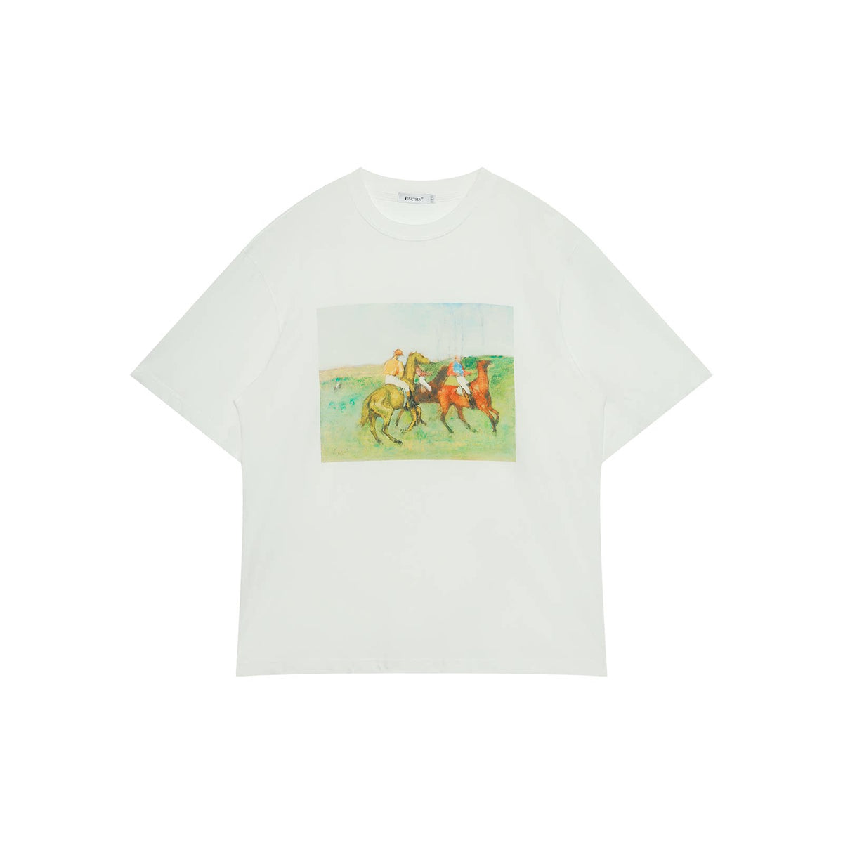 FUNKYFUN Vintage Equestrian Crayon Print Oversized Tee