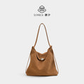 LOSEA Brown Woven Suede Shoulder Bag - Magnetic Snap