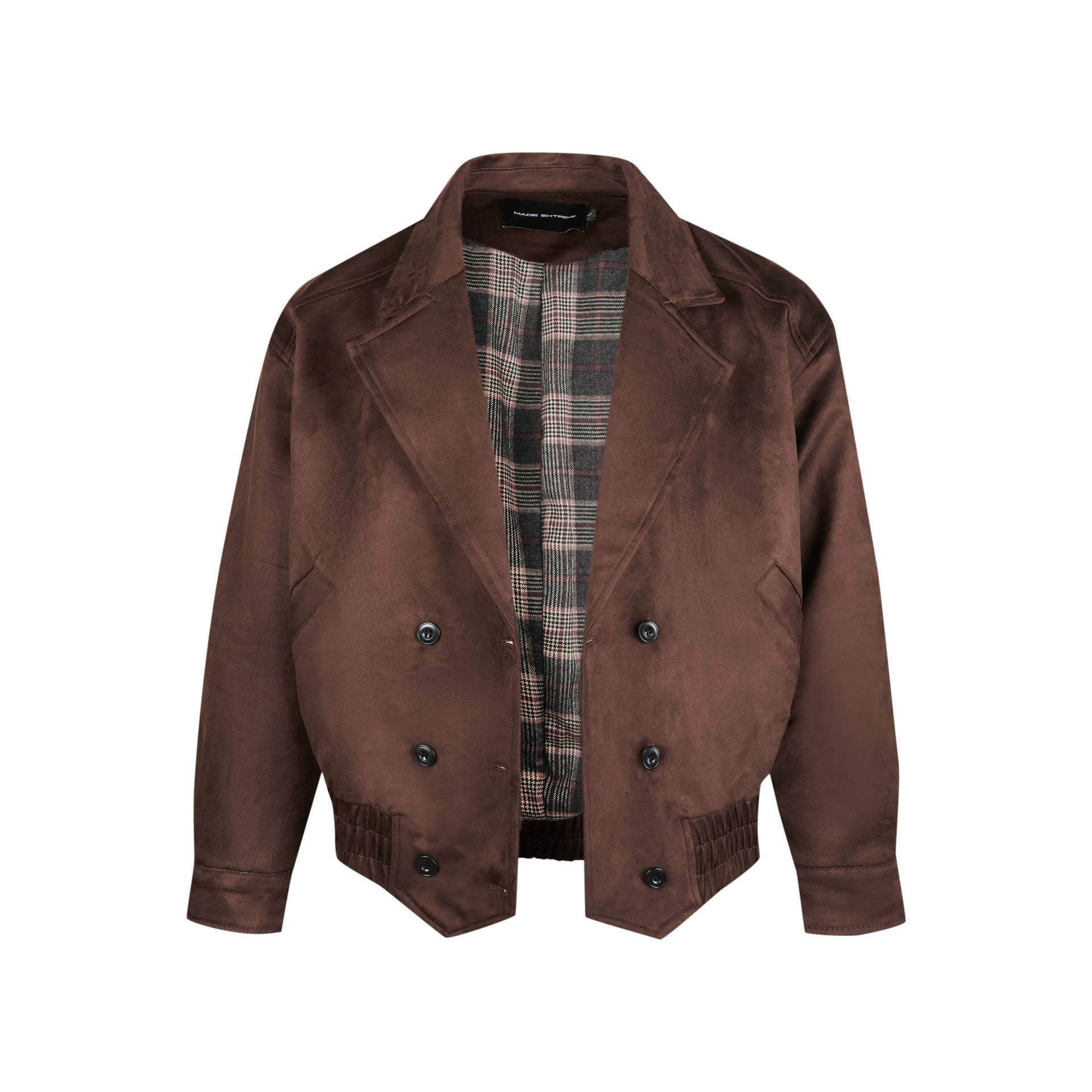 EME Vintage Plaid Short Wide Casual Jacket