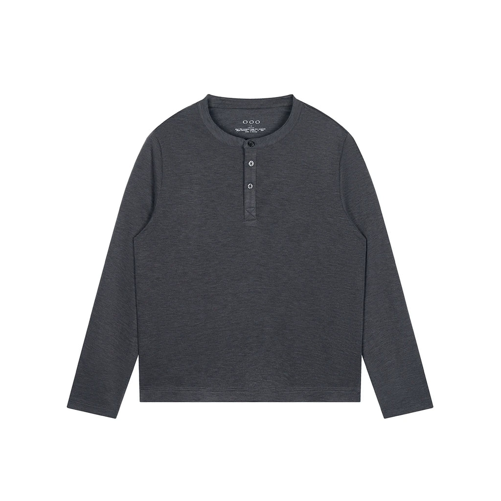 PLUS NO LOGO A Little Warm Breathable Henley Long-Sleeve Tee