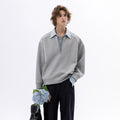 CHOR Fake Two-piece Color-matching Zipper Lapel Pullover Sweater