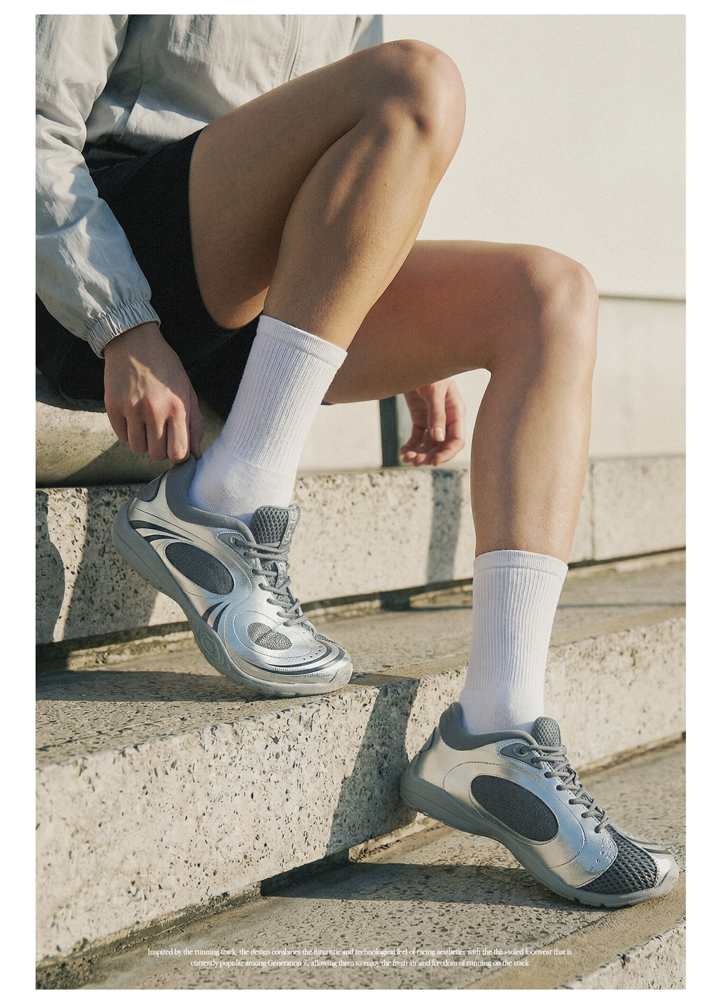 OLD ORDER Shiny Silver Breathable Running Shoe