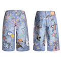 DND4DES Cartoon Print Breathable Relaxed Denim Shorts