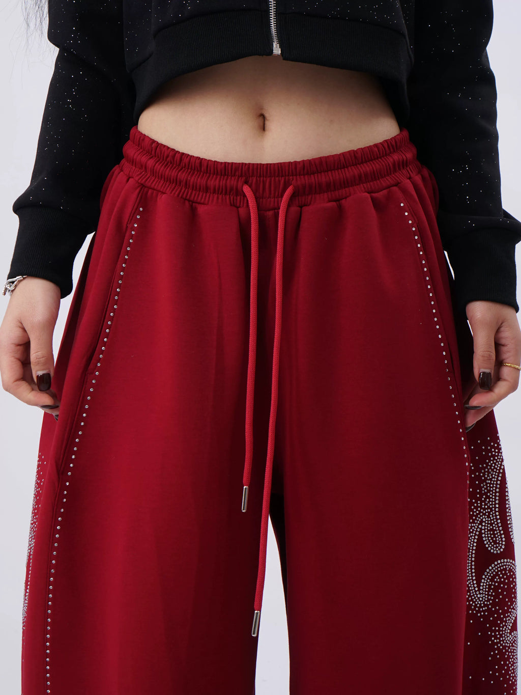 SAMUSAN Hot Diamond Casual Loose Sweatpants Wide Leg Pants