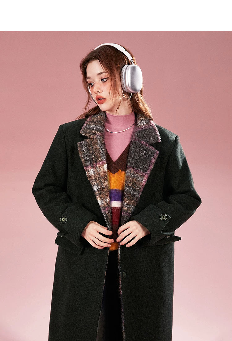Imone Retro Loop Hairy Long Woolen Jacket