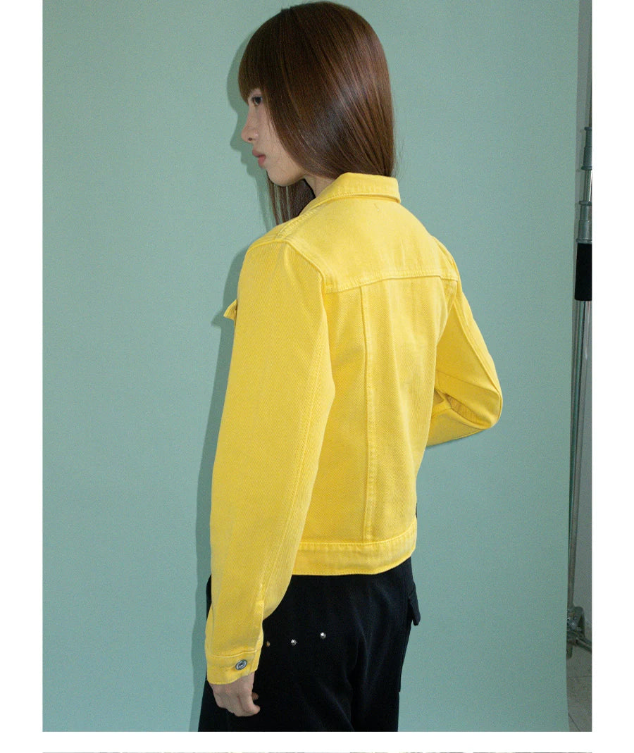 FUNKYFUN Short Lapel Denim Jacket