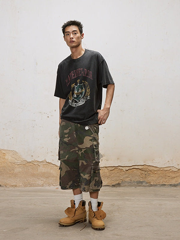 UNF old college cracked texture tee