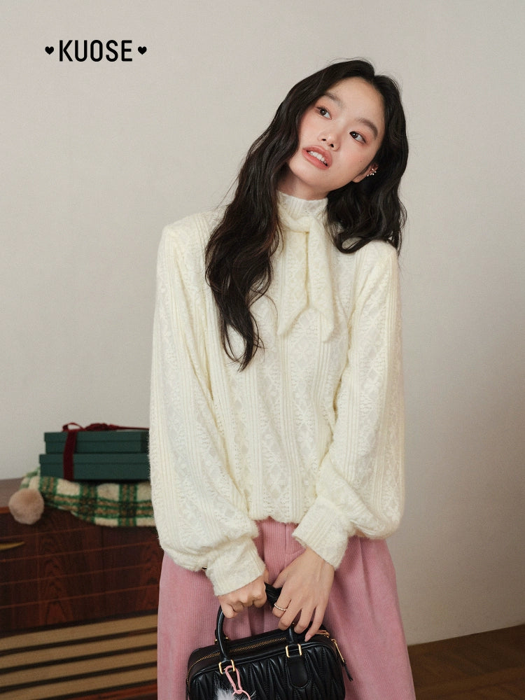 Kuose Lace Silk Scarf Streamer Temperament Shirt