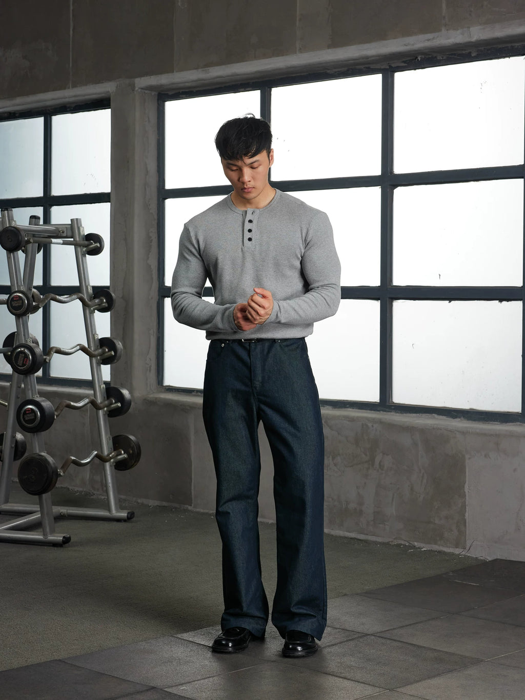 AFTERGLOW Soft Waffle Henry Neck Long Sleeve