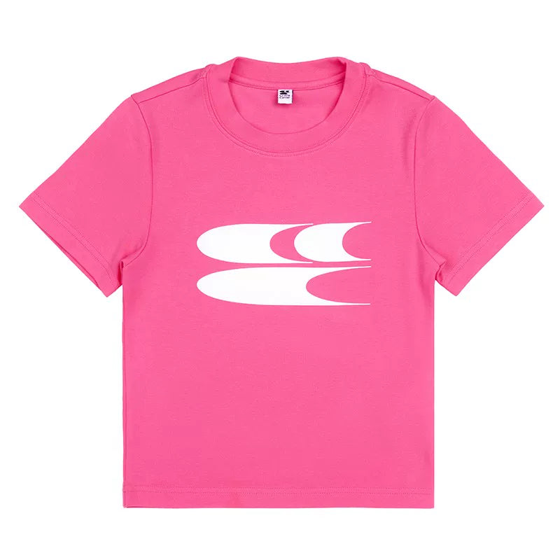 Crying Center Y2K Pink Cropped Fitted Tee