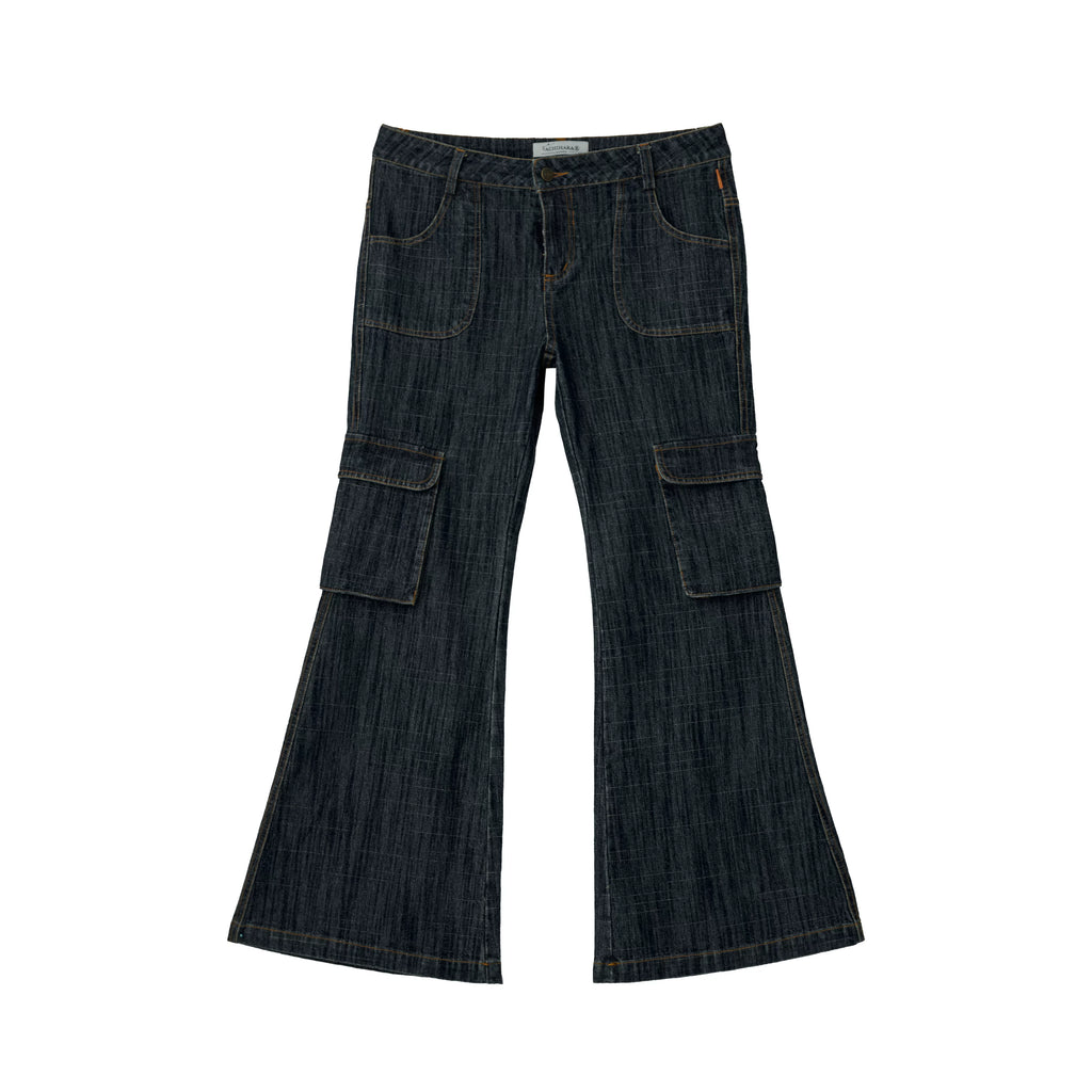 Achihara Stamp Flared Distressed Low-Rise Jeans