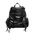 JELLY TOYBOY Black Faux Leather Zip-Top Bucket Backpack