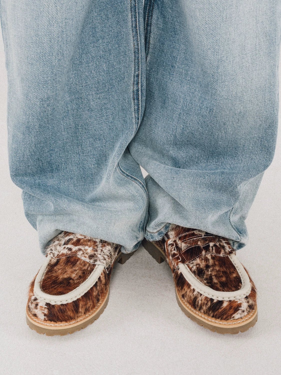 DYZZYMOTIF Vintage Horsehair Leopard Print Casual Loafers