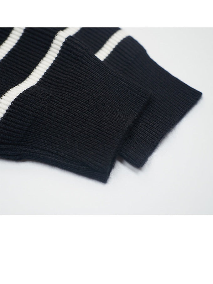(Clearance) UNF Casual Contrast Striped Knitted Sweater