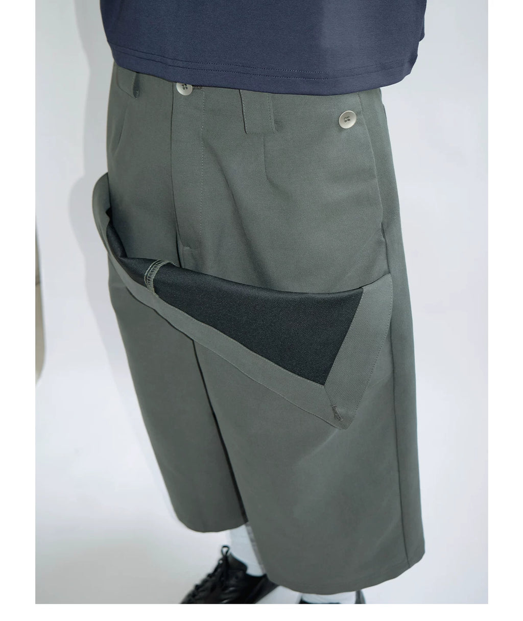 FUNKYFUN Layered 3D Architectural Relaxed Fit Shorts