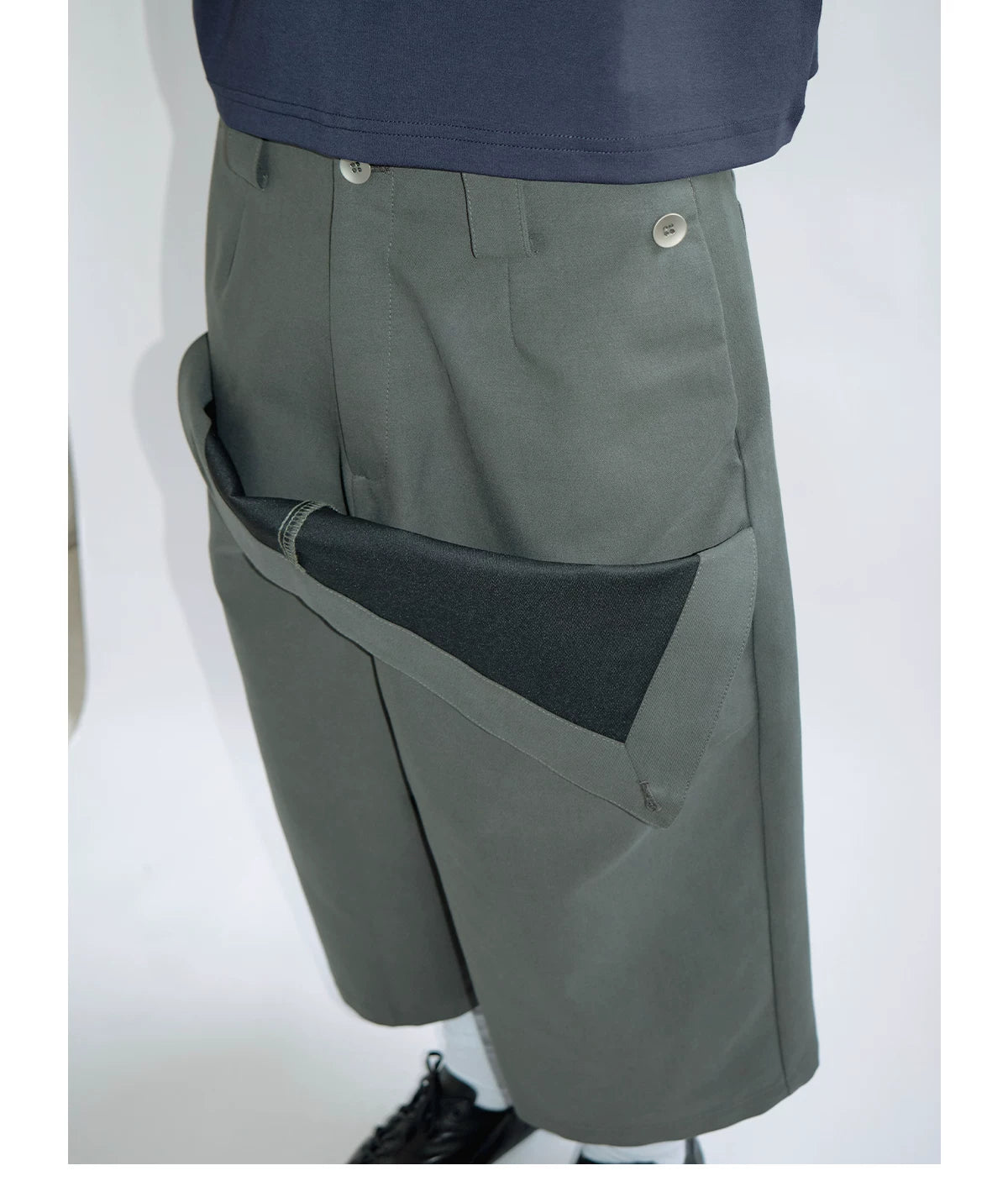 FUNKYFUN Layered 3D Architectural Relaxed Fit Shorts