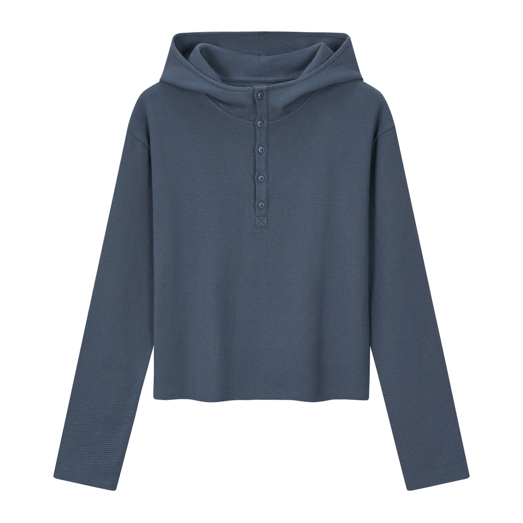 VLABMADE 350g Waffle-Knit Henley Hoodie